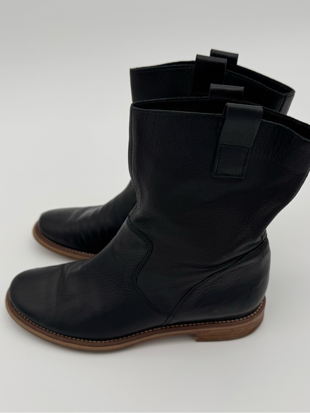 Cole Haan Nike Air Black Leather Pull-On Boots